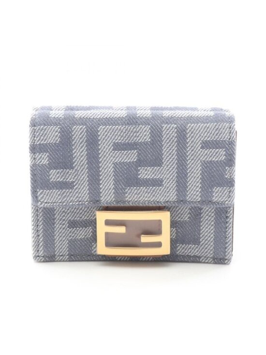 Fendi Handbags - Fendi Trifold Wallet Baguette Zucca Light Blue Canvas